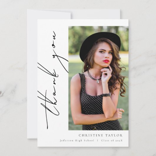 Eenvoudig modern Script-Afstuderen Bedankkaart (Voorkant)