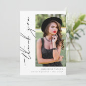 Eenvoudig modern Script-Afstuderen Bedankkaart (Staand voorkant)