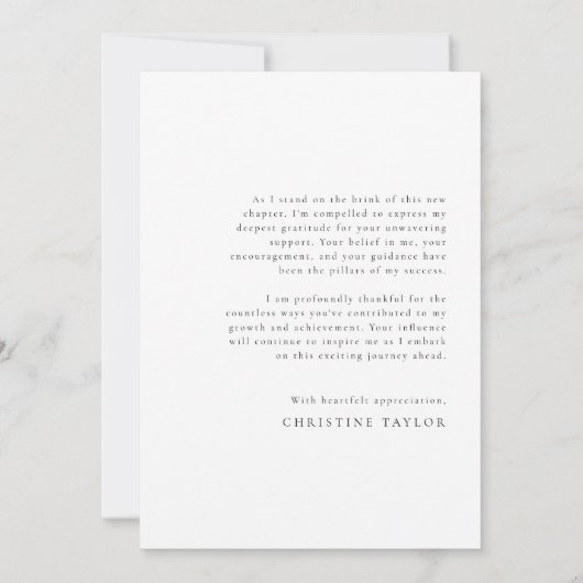 Eenvoudig modern Script-Afstuderen Bedankkaart (Achterkant)