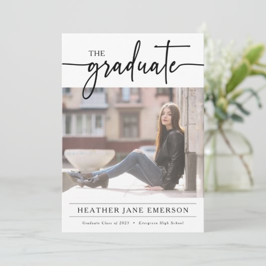 Eenvoudig modern Script-Afstuderen Kaart (Staand voorkant)