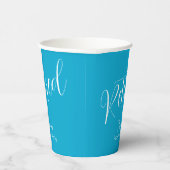 Eenvoudig Modern Script Aqua Blauwe Pensioenfeest Papieren Bekers (Rechts)