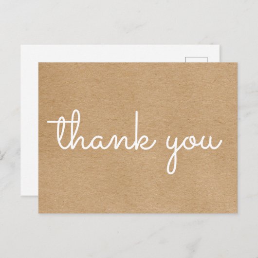 Eenvoudig modern script bedankt Rustic Kraft Briefkaart (Voorkant / Achterkant)