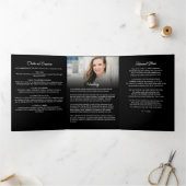 Eenvoudig Modern Script Black Funeral / Memorial Drieluik Programma (Binnen)