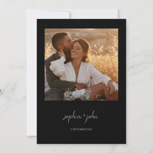 Eenvoudig modern Script Black Weddenschap in één Kaart (Achterkant)