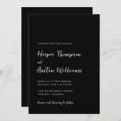 Eenvoudig modern Script Black Wedding Kaart (Voorkant / Achterkant)