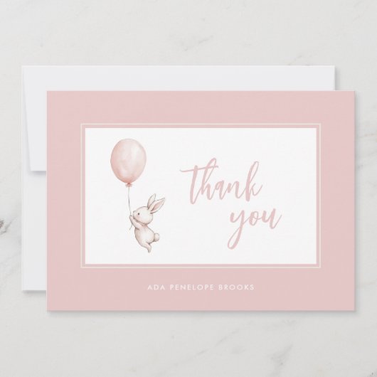 Eenvoudig Modern Script Blush Pink Baby Girl Bedankkaart (Voorkant)