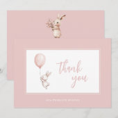 Eenvoudig Modern Script Blush Pink Baby Girl Bedankkaart (Voorkant / Achterkant)