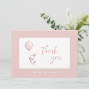 Eenvoudig Modern Script Blush Pink Baby Girl Bedankkaart