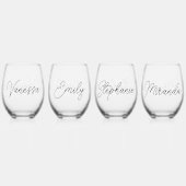 Eenvoudig Modern Script Bruidsmeisjes Gift Geperso Wijnglas Zonder Voet (Voorkant)