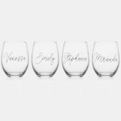 Eenvoudig Modern Script Bruidsmeisjes Gift Geperso Wijnglas Zonder Voet (Achterkant)