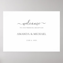 Eenvoudig modern script bruiloft ontvangen Welkom Poster
