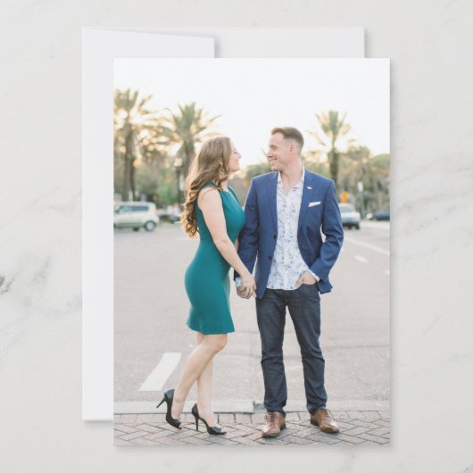 Eenvoudig modern script bruiloft save the date (Achterkant)