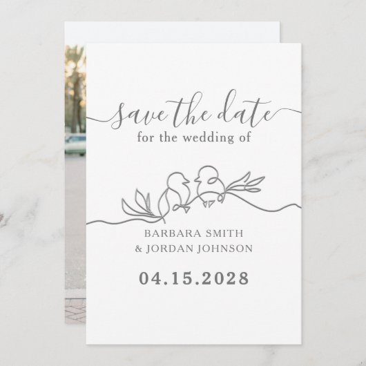 Eenvoudig modern script bruiloft save the date (Voorkant / Achterkant)