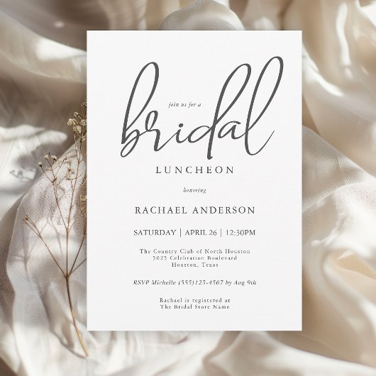 Eenvoudig Modern Script Bruilofts Lunch Kaart