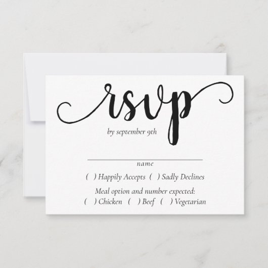 Eenvoudig modern script | Classic Black Event Entr RSVP Kaartje (Voorkant)