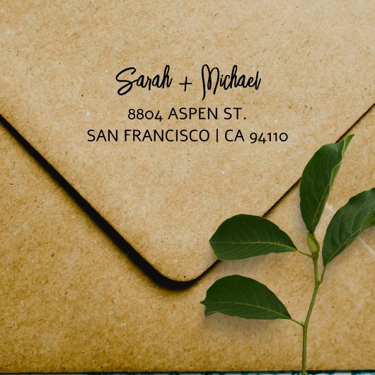 Eenvoudig modern Script Couples Names Return Addre Zelfinktende Stempel