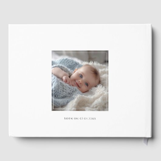 Eenvoudig Modern Script Cross Gold Baptism Foto Gastenboek (Achterkant)