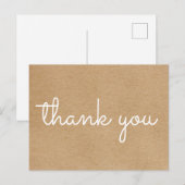 Eenvoudig modern script dank je wel rustic kraft briefkaart (Voorkant / Achterkant)