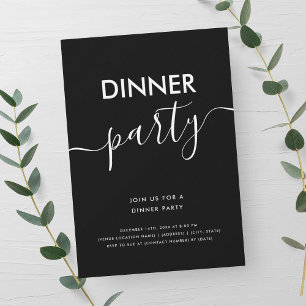 Eenvoudig modern script dinerfeest  kaart