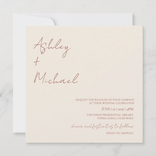 Eenvoudig modern Script Dress Code Foto Boho Weddi Kaart (Voorkant)