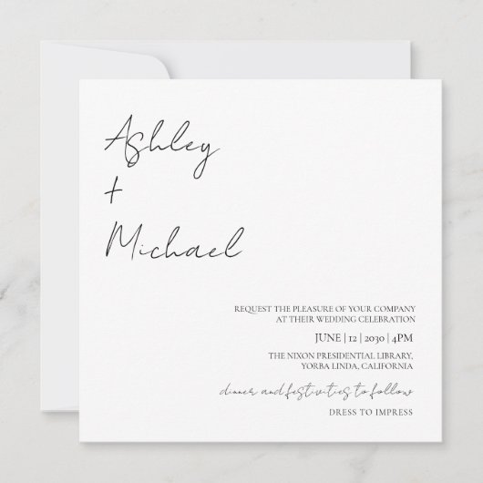 Eenvoudig modern Script Dress Code Photo Weddensch Kaart (Voorkant)