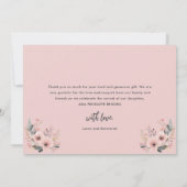 Eenvoudig Modern Script Dusty Pink Baby Girl Bedankkaart (Achterkant)