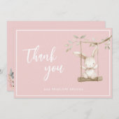 Eenvoudig Modern Script Dusty Pink Baby Girl Bedankkaart (Voorkant / Achterkant)