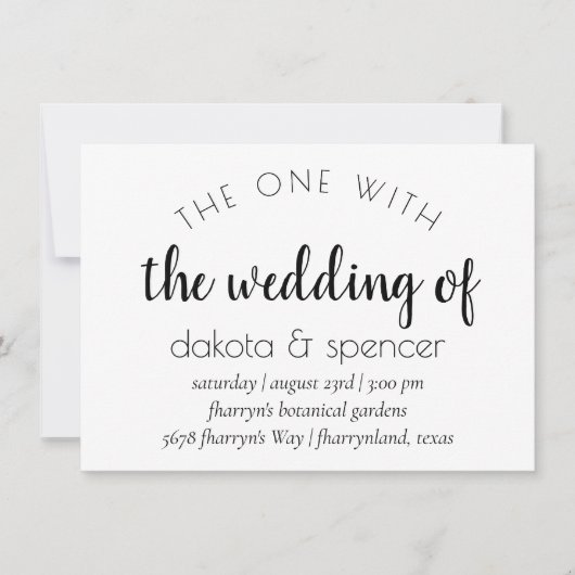 Eenvoudig modern script | Een met de bruiloft van Kaart (Voorkant)