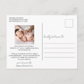 Eenvoudig modern script ellegant foto Dank je gebo Aankondigingskaart (Achterkant)