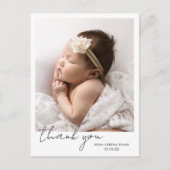 Eenvoudig modern script ellegant foto Dank je gebo Aankondigingskaart (Voorkant)