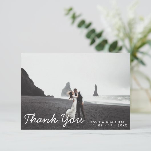 Eenvoudig modern script ellegant Wedding Bedankkaart (Staand voorkant)