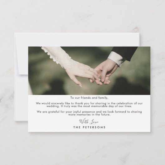 Eenvoudig modern script ellegant Wedding Bedankkaart (Achterkant)