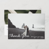 Eenvoudig modern script ellegant Wedding Bedankkaart (Voorkant / Achterkant)