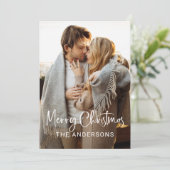 Eenvoudig modern script en foto | vrolijk kerstfee feestdagenkaart (Staand voorkant)