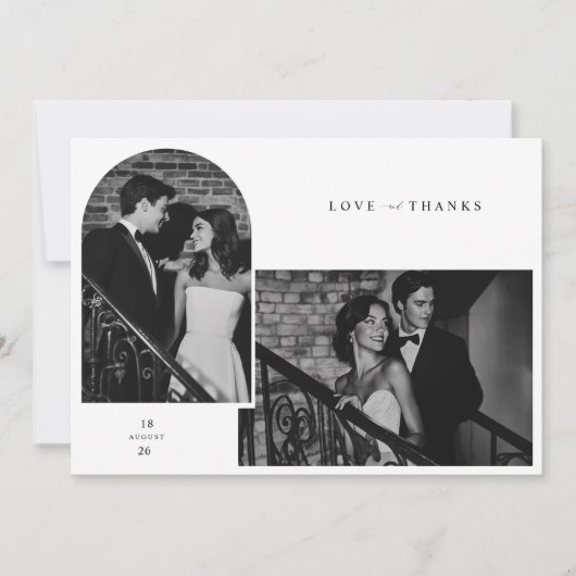 Eenvoudig modern script foto-bruiloft bedankkaart (Voorkant)
