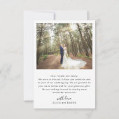 Eenvoudig modern script foto bruiloft bedankkaart (Achterkant)