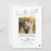 Eenvoudig modern script foto bruiloft save the date (Voorkant)