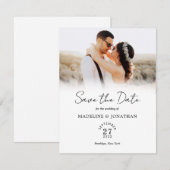 Eenvoudig modern script foto-bruiloft save the date (Voorkant / Achterkant)