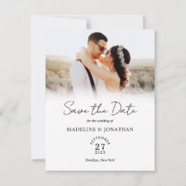 Eenvoudig modern script foto-bruiloft save the date