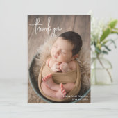 Eenvoudig modern script foto collage Dank u geboor Aankondiging (Staand voorkant)