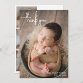 Eenvoudig modern script foto collage Dank u geboor Aankondiging (Voorkant / Achterkant)