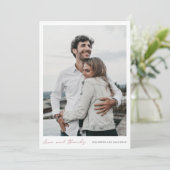 Eenvoudig Modern Script Foto Roos Gold Wedding Bedankkaart (Staand voorkant)