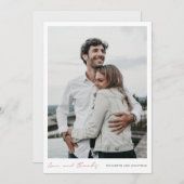 Eenvoudig Modern Script Foto Roos Gold Wedding Bedankkaart (Voorkant / Achterkant)