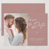Eenvoudig Modern Script Foto Save The Date (Voorkant / Achterkant)