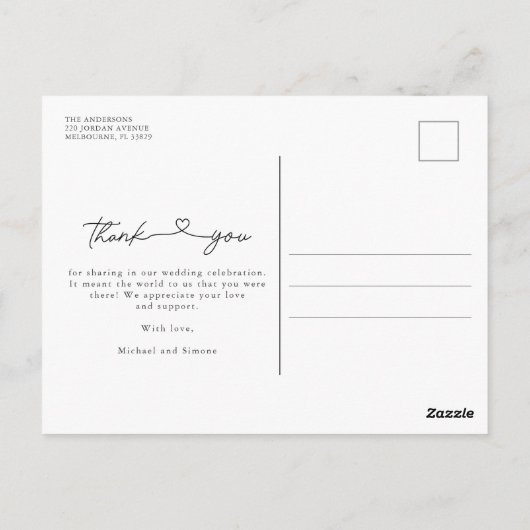 Eenvoudig modern script foto Weddenschap Bedankt Briefkaart (Achterkant)