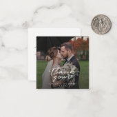 Eenvoudig modern script foto Weddenschap Bedankt Notitiekaartje (Voorkant / Achterkant in situ)