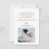 Eenvoudig modern script foto zwart overlay bruilof bedankkaart (Achterkant)