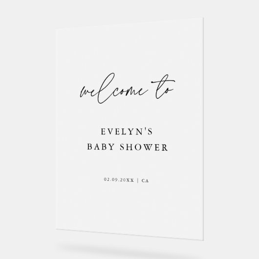 Eenvoudig Modern Script Frosted Baby shower Welkom Acryl Bord (Hoek)