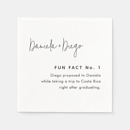 Eenvoudig modern Script Fun Facts Weddenschap Servet (Voorkant)