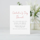 Eenvoudig Modern Script Galentines Day Brunch Part Kaart (Staand voorkant)